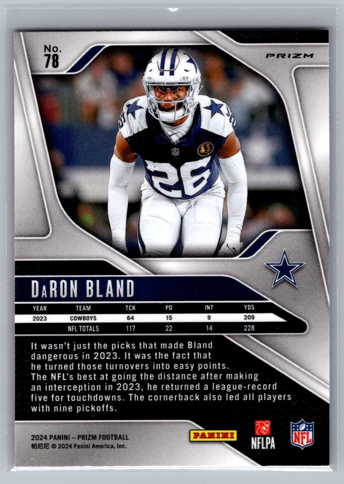 2024 Panini Prizm #78 DaRon Bland Lazer