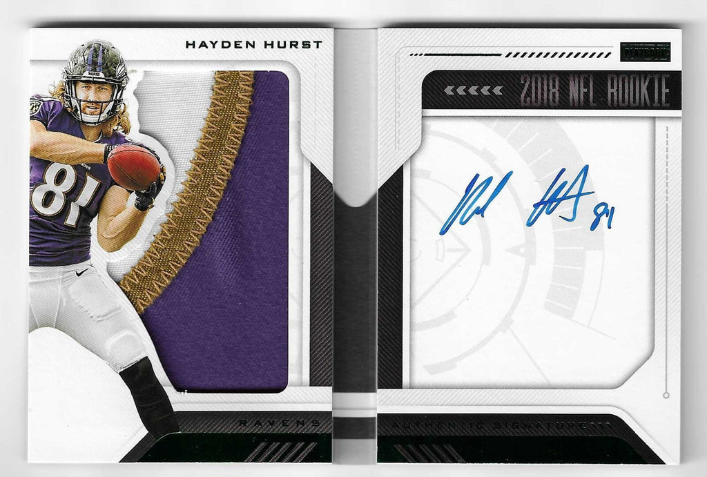 2018 Panini Playbook Green #238 Hayden Hurst Jersey Auto 18/25 Ravens