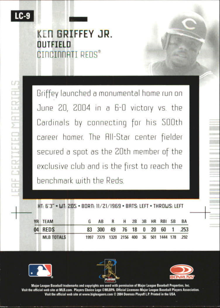 2005 Leaf Certified Materials Preview #9 Ken Griffey Jr. - NM