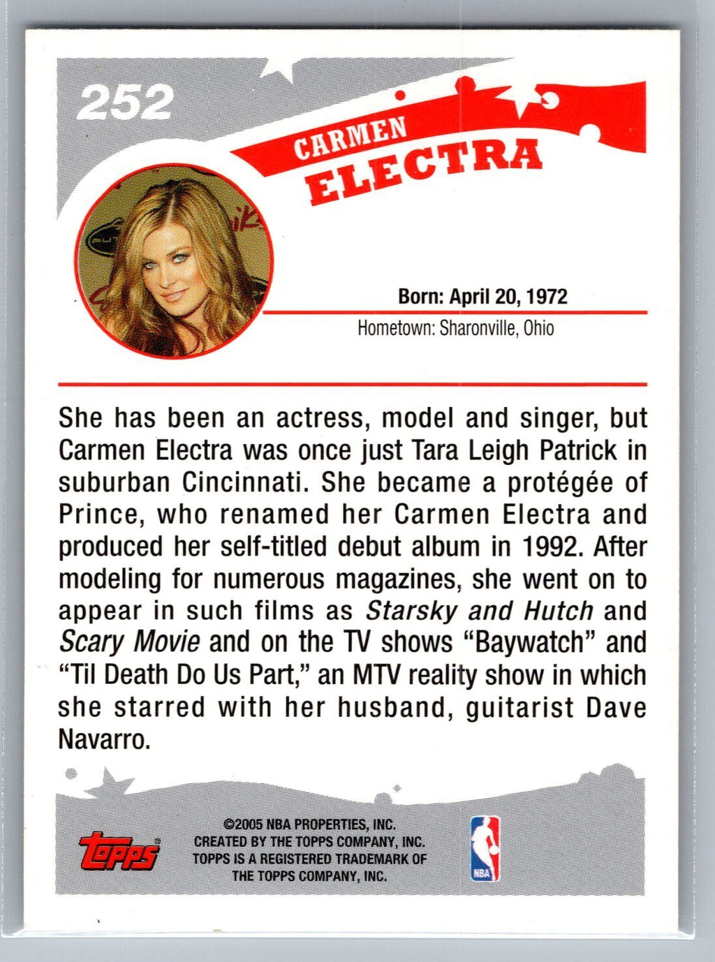 2005-06 Topps 1st Edition #252 Carmen Electra