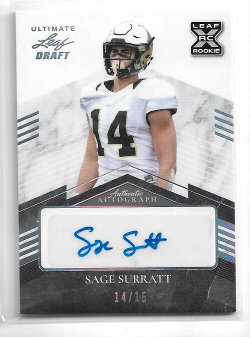 2021 Leaf Ultimate Draft Silver Spectrum #SS1 Sage Surratt Auto 14/15