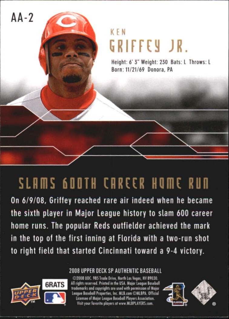 2008 SP Authentic Authentic Achievements #AA2 Ken Griffey Jr. - NM
