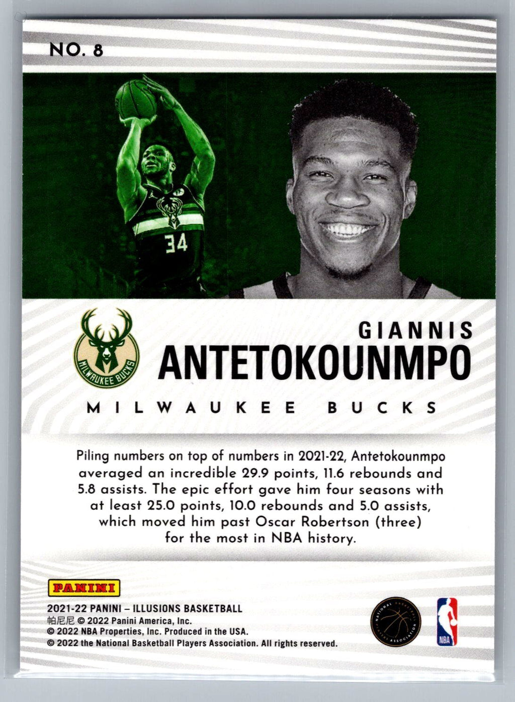 2021-22 Panini Illusions Intriguing Players #8 Giannis Antetokounmpo