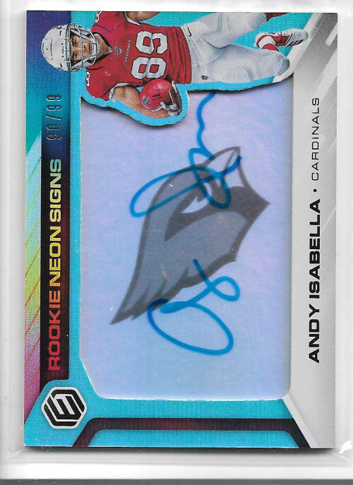 2019 Panini Elements Rookie Neon Signs Blue #33 Andy Isabella Auto 90/99 - NM