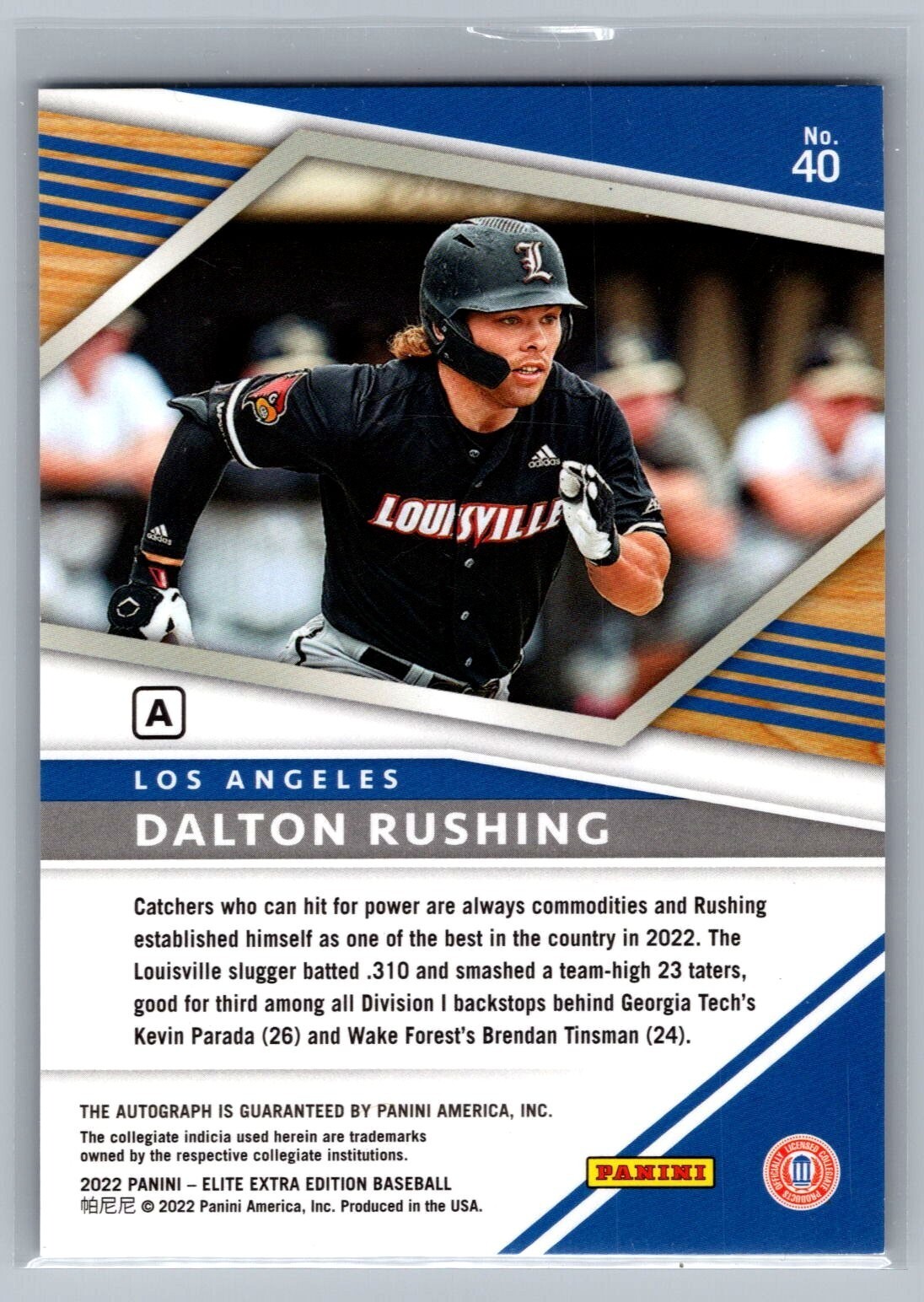 2022 Elite Extra Edition Signatures Prime Numbers A #40 Dalton Rushing 182/220