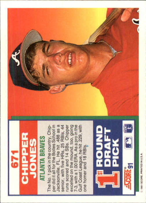 1991 Score #671 Chipper Jones RC - NM
