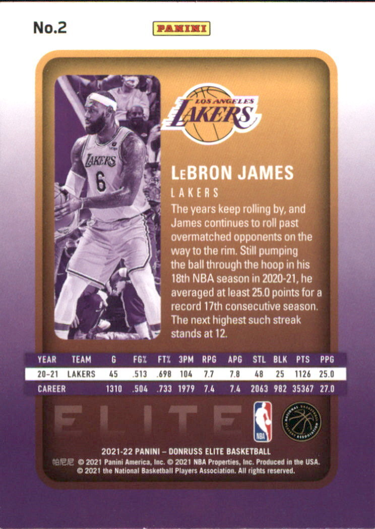 2021-22 Elite #2 LeBron James - NM