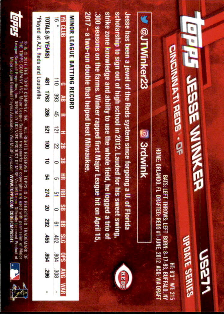 2017 Topps Update #US271A Jesse Winker RC - NM