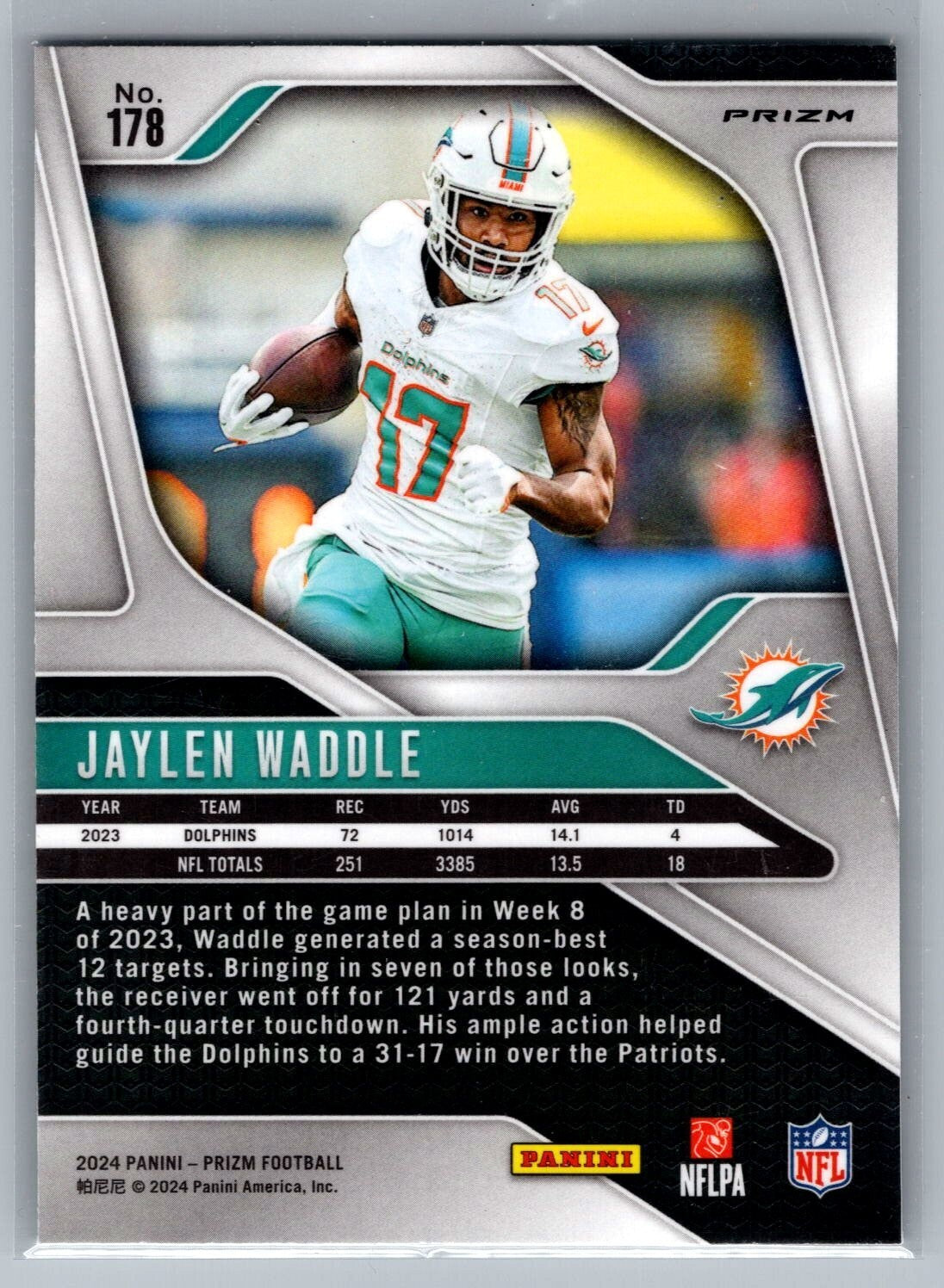 2024 Panini Prizm #178 Jaylen Waddle Green Wave