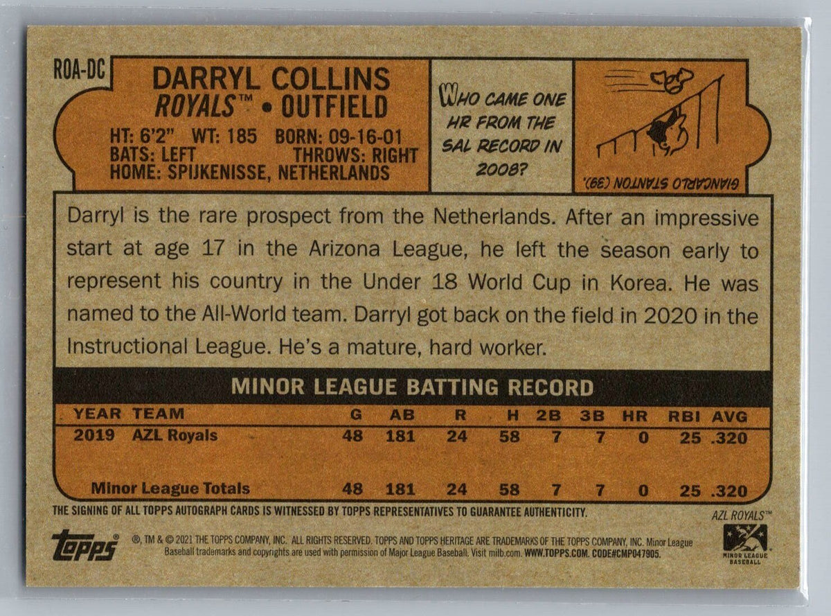 2021 Topps Heritage Minors Real One Autographs #ROADC Darryl Collins