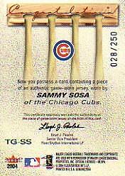 2004 Fleer Genuine Insider Tools of the Game Jersey #SS Sammy Sosa Jersey /250