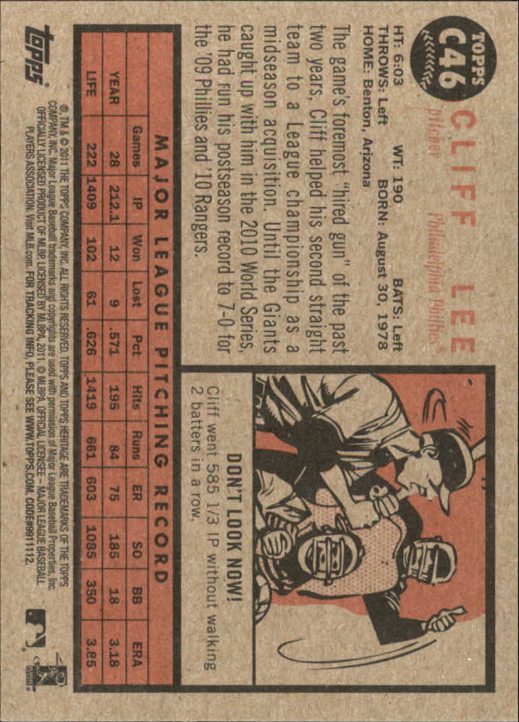 2011 Topps Heritage Black #C46 Cliff Lee - NM