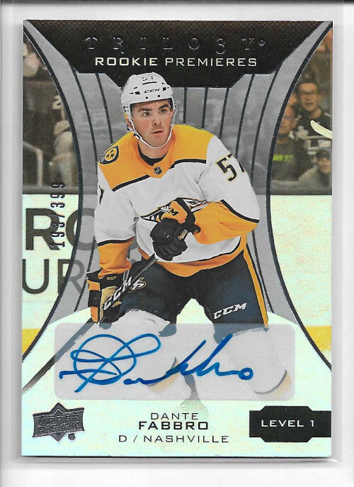 2019-20 Upper Deck Trilogy Silver #55 Dante Fabbro Auto 193/399 - NM