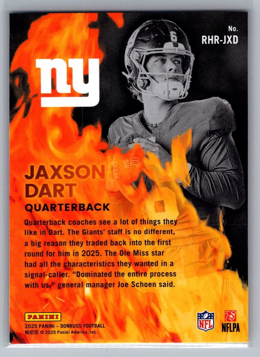 2025 Donruss #RHR-JXD Jaxson Dart Red Hot Rookies