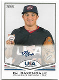 DJ BAXENDALE 2011 USA Baseball Autographs #A2 TWINS