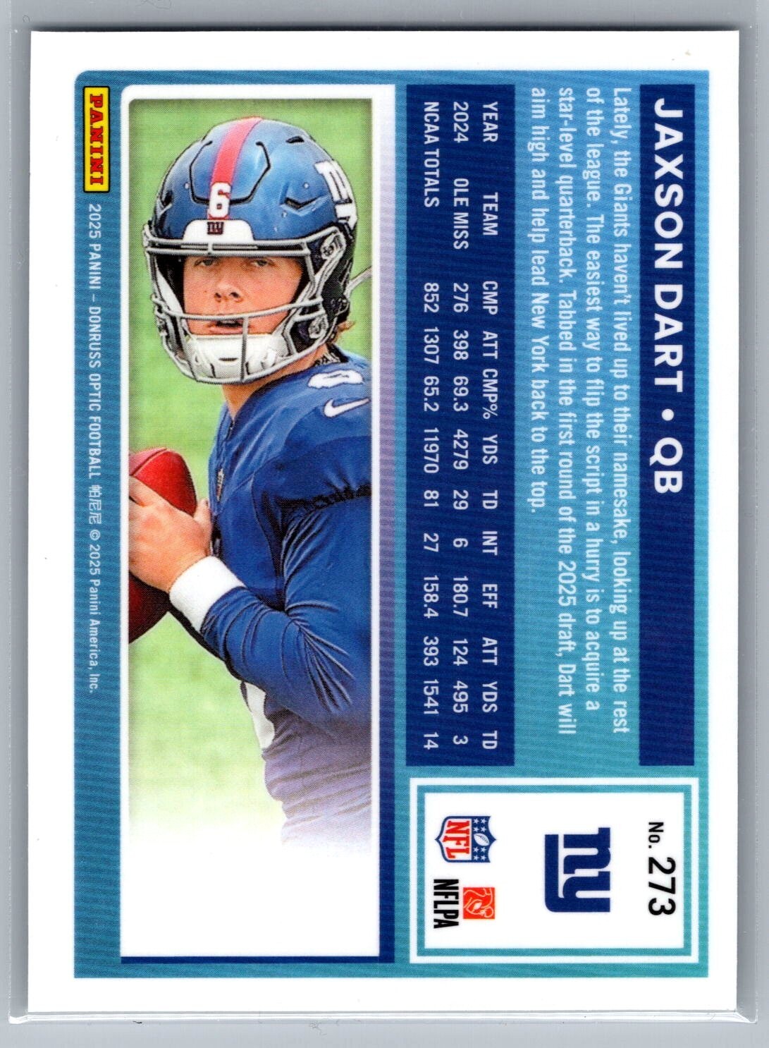 2025 Donruss Optic #273 Jaxson Dart RR RC - NM